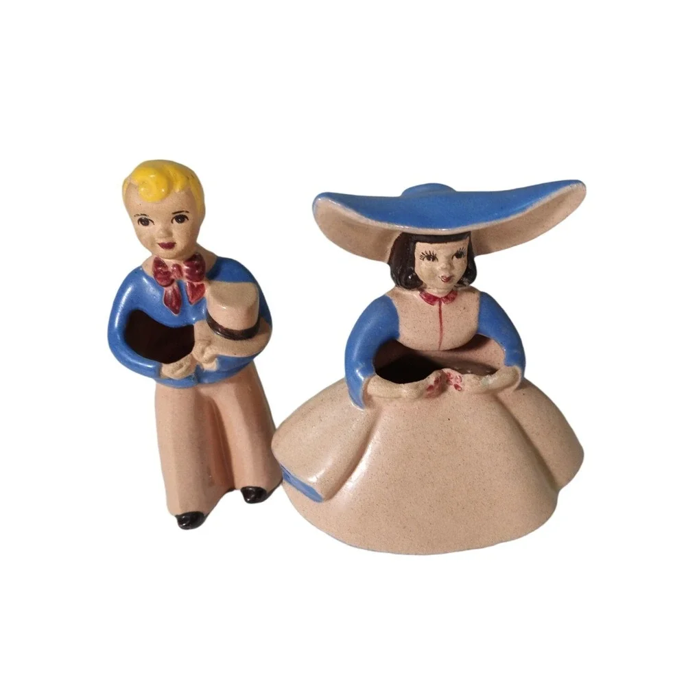Vintage Goldammer Ceramics California Pottery Dutch Boy Girl Planter Bud Vase 5